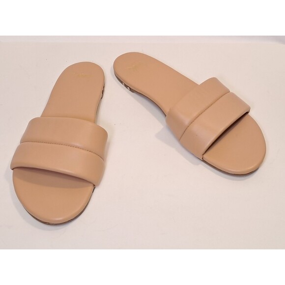 BEEK Sugarbird Leather Slide Sandals Memory Foam Molded Arch Beach Tan Size 10 - Picture 1 of 7